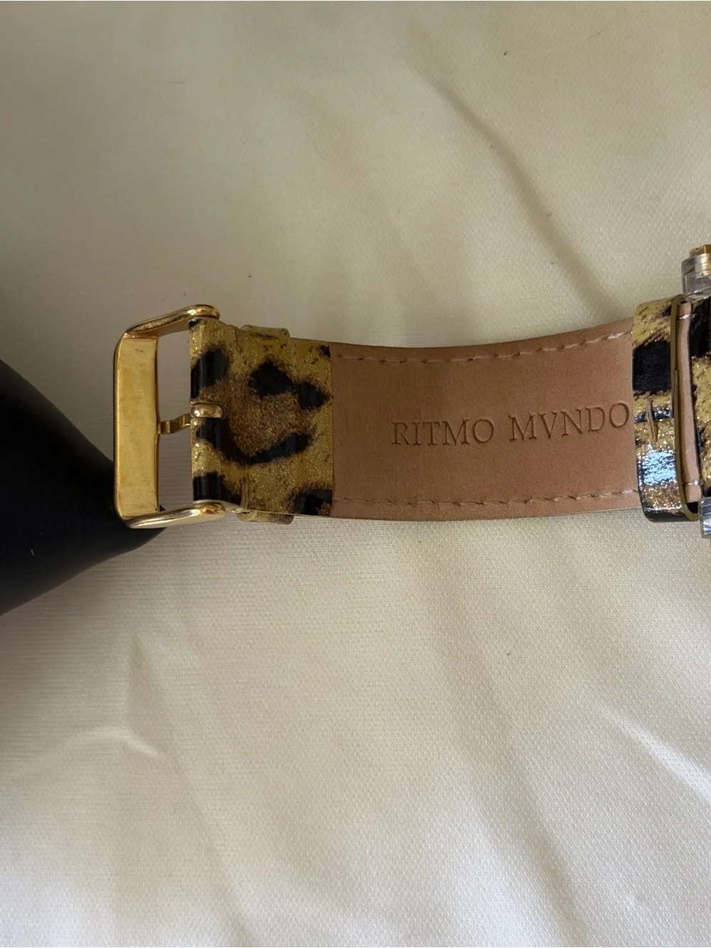 Ritmo Mundo Palazxo Men’s Gold Square Dress Watch with Black and gold  Strap